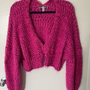 Urban Outfitters Fuzzy Pink Cardigan